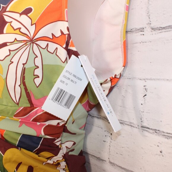 Bleu by Rod Beattie Women's Tropical-Print Cap-Sleeve Swimsuit Size 12 NWT $125 - Picture 3 of 3